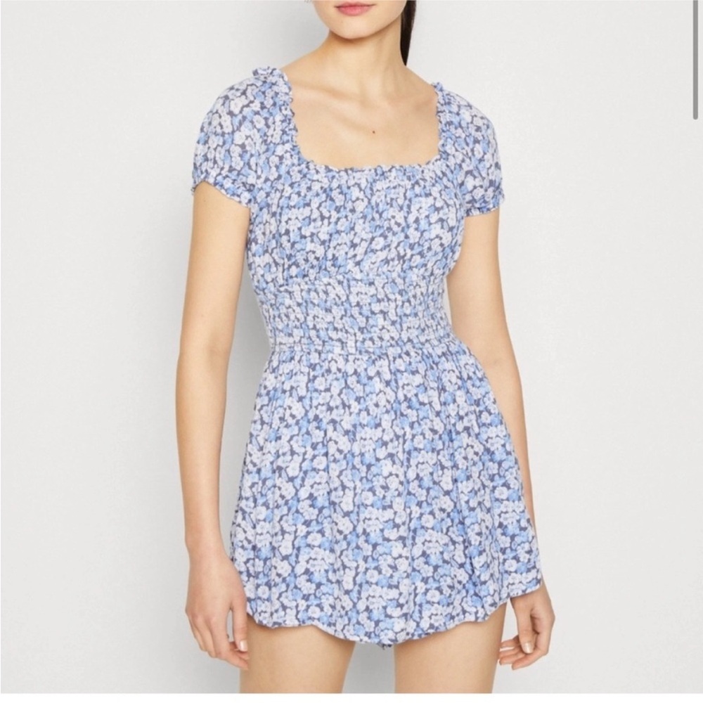 Hollister Floral Blue and White Romper